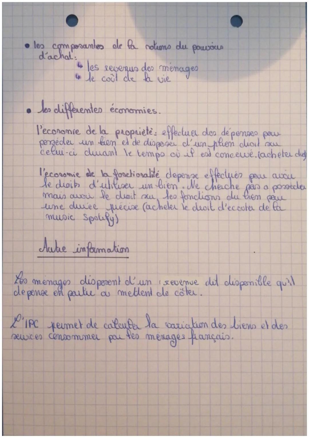 Eco-gestione
Comment les ménages gevent-ils leur budget. ?
Definition
budget d'un menage : ensemble de resources et des dépenses
d'un
ou
IPC
