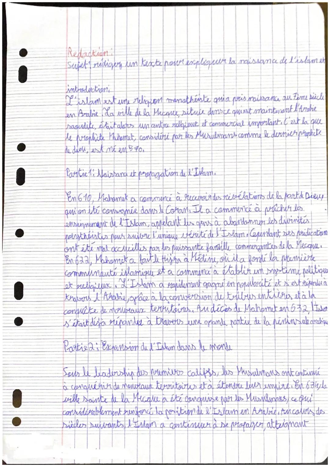 i
Redaction
Sujet rédiger un texte pour expliquer la naissana de l'islamet
introduction,
L'islam est une religion menotheiste quia pris mais