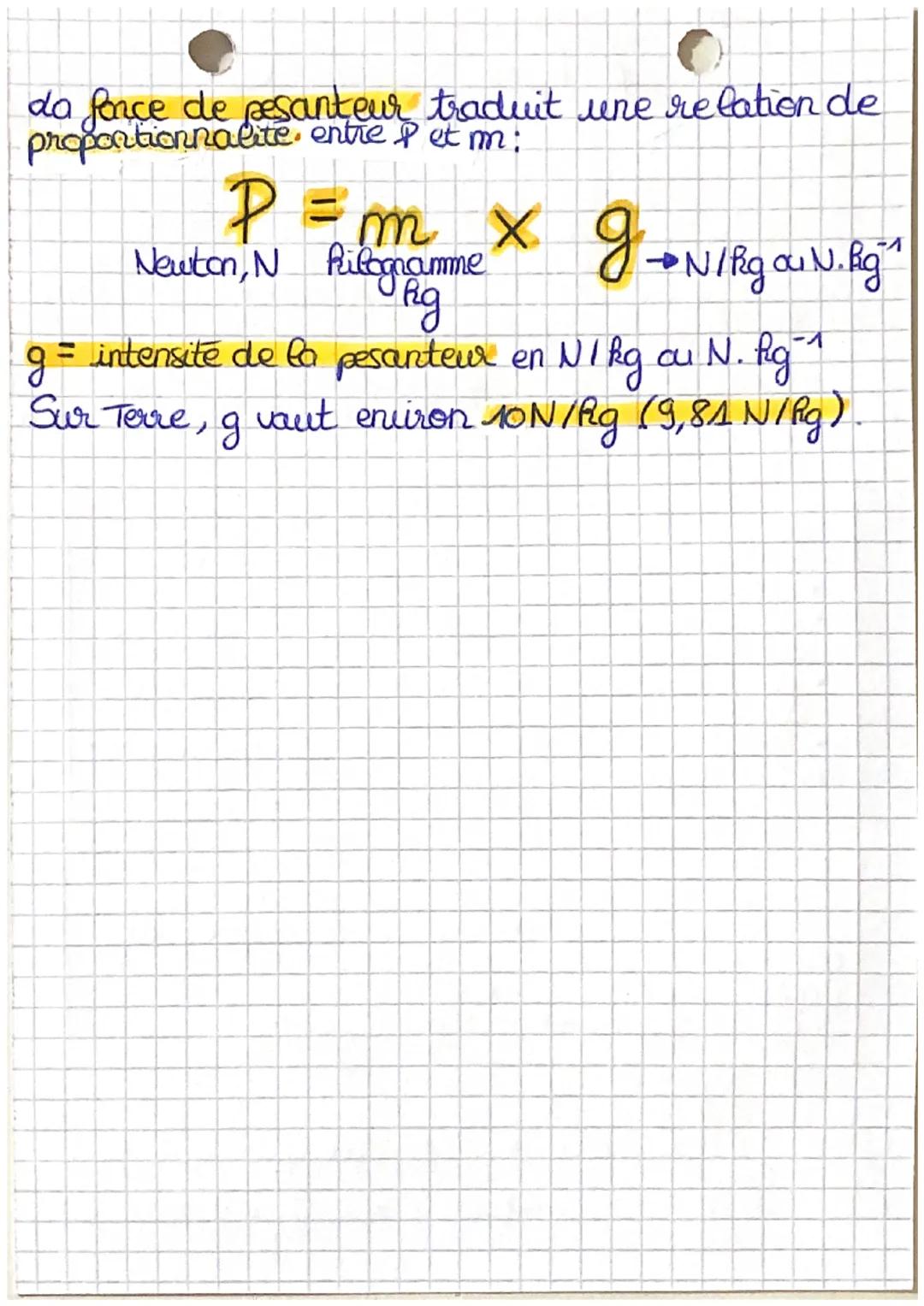 •physique Ⓒ
le poids et la masse
d'attraction exercée par la Terre sur un corps est
appelée force de pesanteur ou poids responsable
de la ch