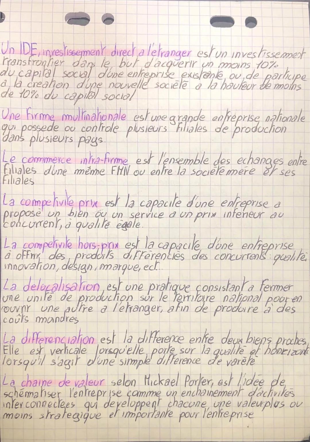 Ses, Chapitre 1: Le commerce international
Definitions:
La Mondialisation est un processus mulhe dimentionel et
complexe de developpement