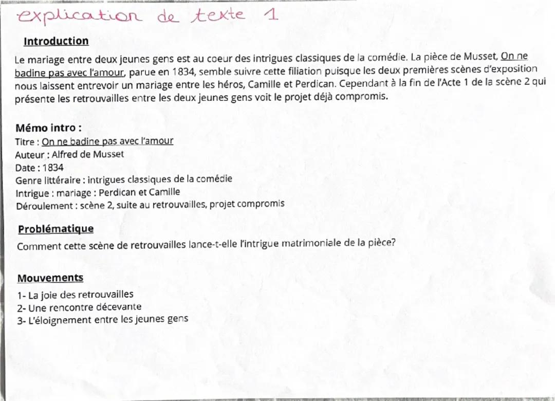 Analyse linéaire On ne badine pas avec l’amour : Acte I, scène 2