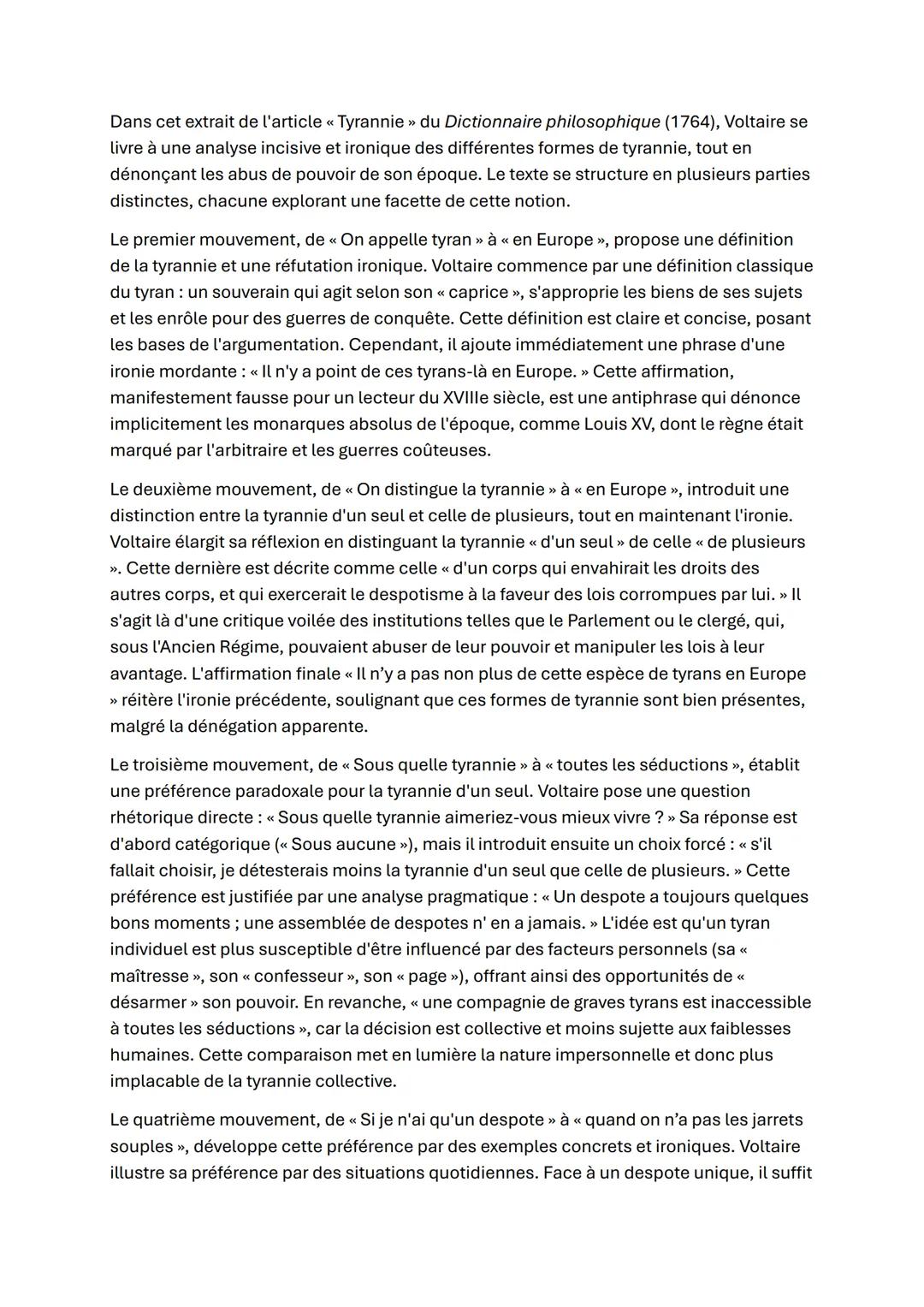 Voltaire, < Tyrannie >,
Dictionnaire philosophique (1764)
On appelle tyran le souverain qui ne connait de lois que son caprice, qui prend l