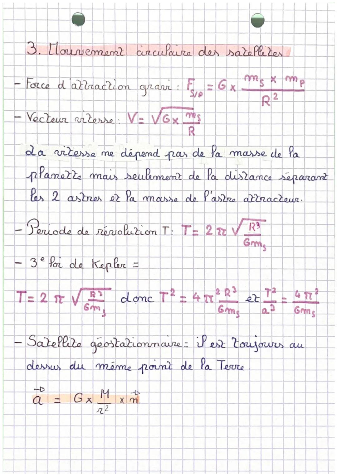 n°7
Mouvement dans un
Champ de gravitation
1. Les Pois de Xopler
- Première : (Réliocentrique), P'orbite d'une
planète est une ellipse et