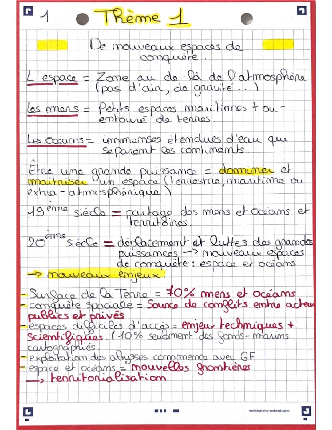 Thème 1: De nouveaux espaces de conquête