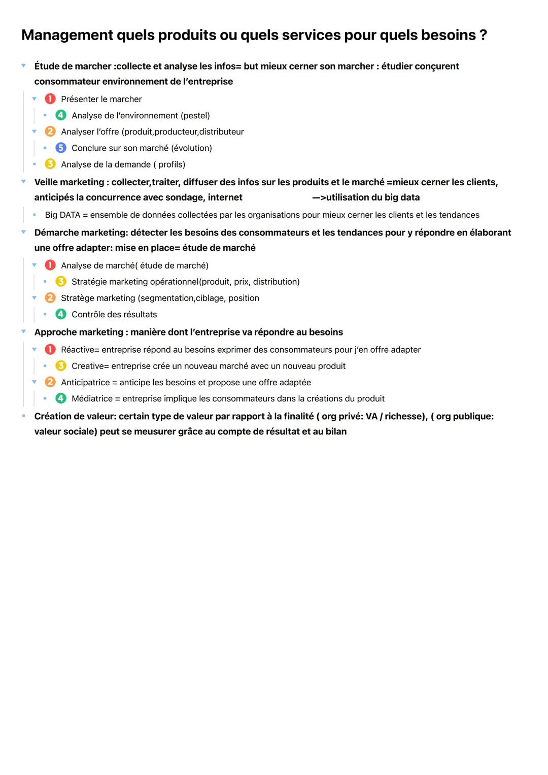Management quels produits ou quels services pour quels besoins ?
▾ Étude de marcher :collecte et analyse les infos= but mieux cerner son mar