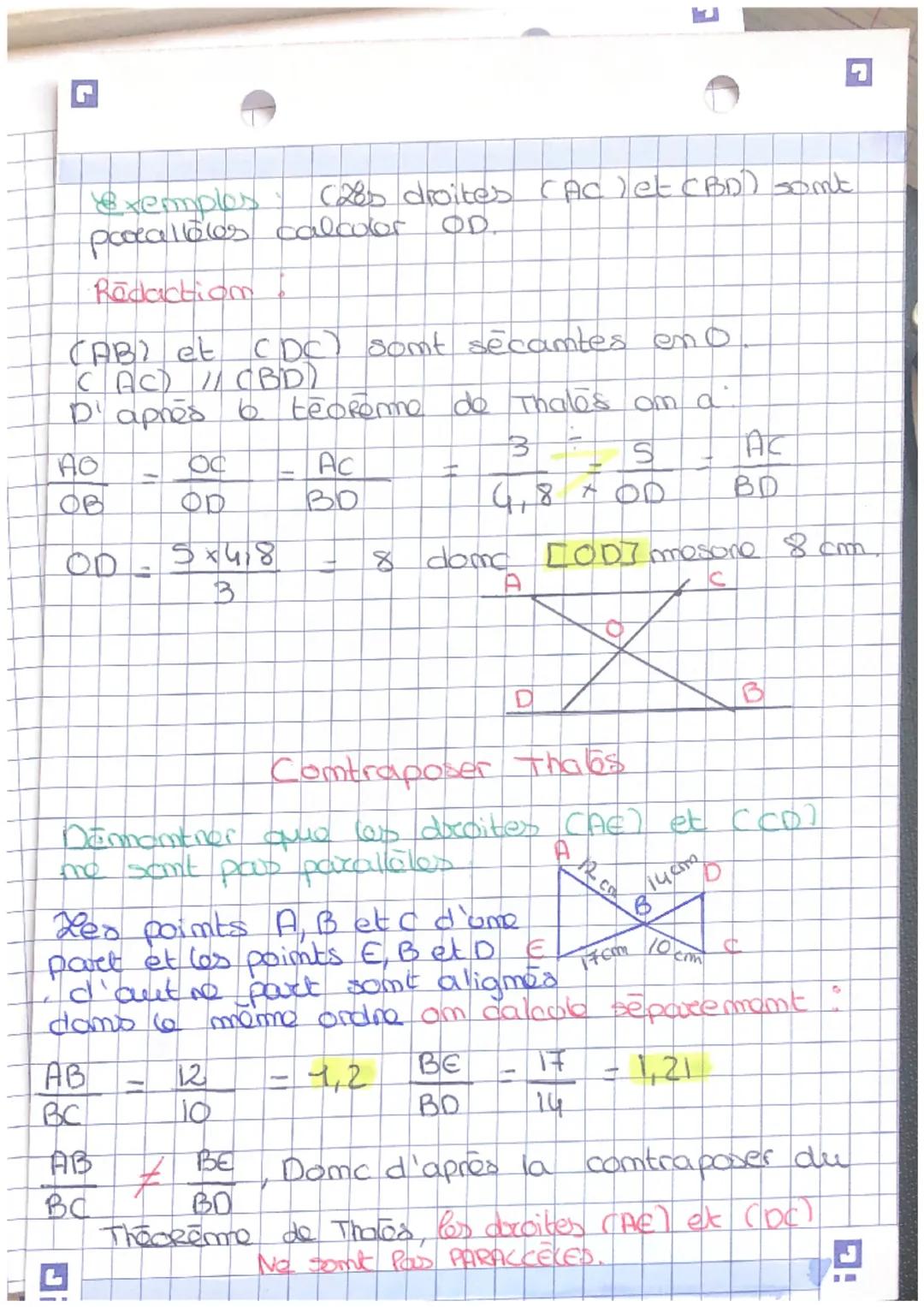 # Le Théorème de Thales
1) Rédactiom
(MB) et (NC) somt secantes em A.
CMN) et parallèles à (BC)
$\frac{AM}{AB} = \frac{AN}{AC} = \frac{MN