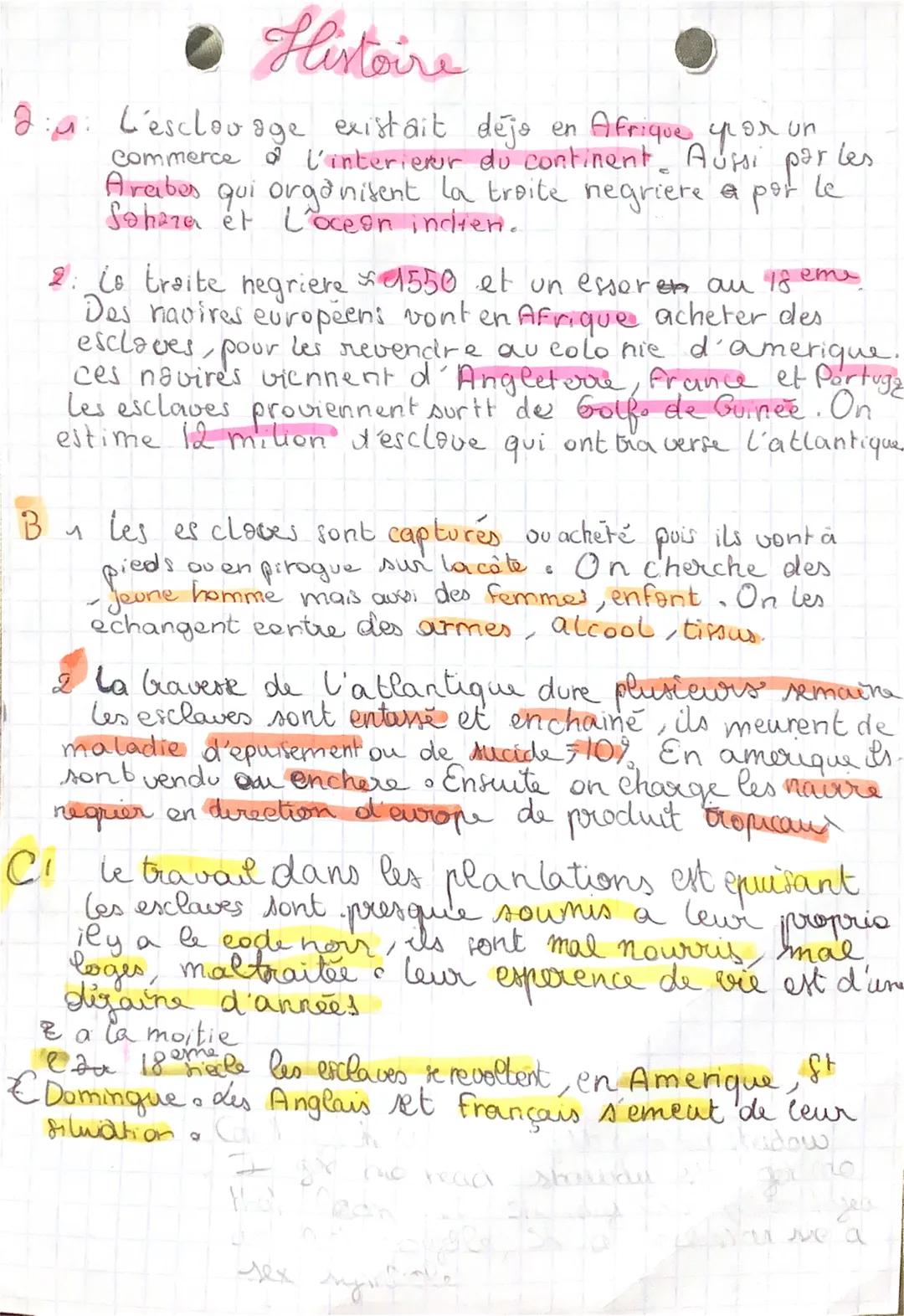 Histoire
B
1. L'esclovage existait déjo
en Afrique por un
Commerce l'interieur du continent. Aussi par les
Arabes qui organisent la troite