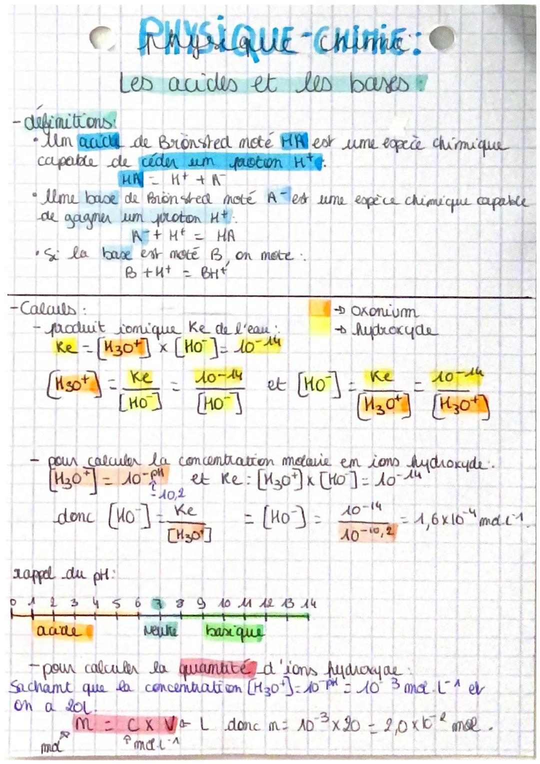 # PHYSIQUE-CHINIE:
Les acides et les bases
- definitions:
* Um aach de Bronsted mote HA est ume expere chimique
capable de céder u