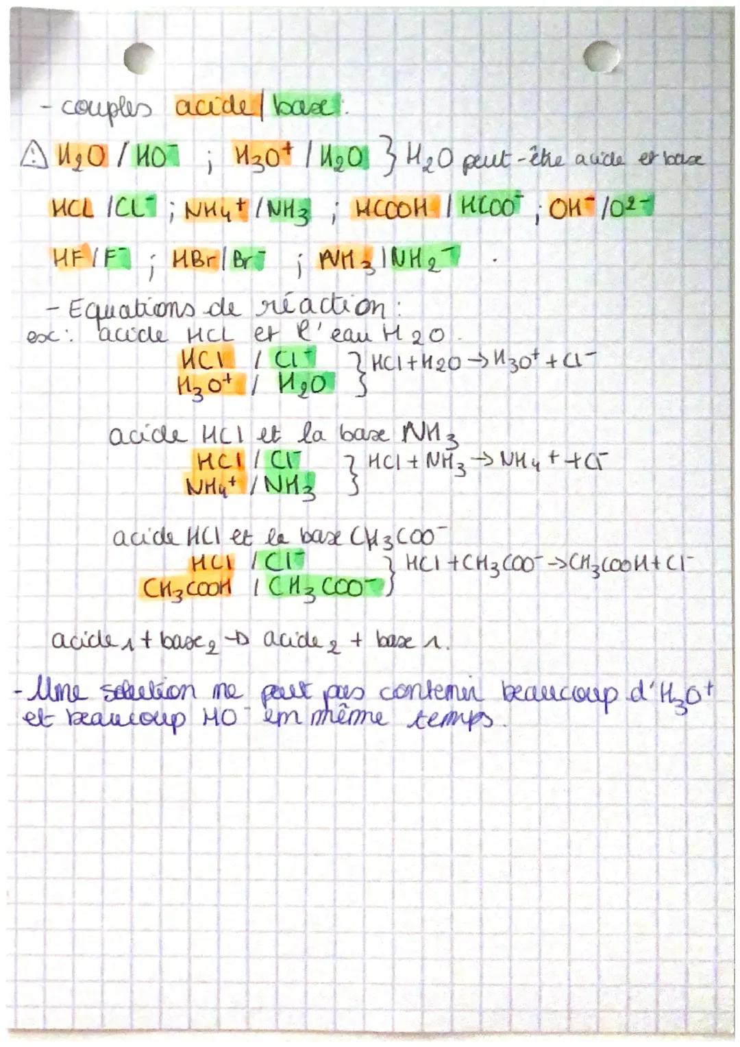 # PHYSIQUE-CHINIE:
Les acides et les bases
- definitions:
* Um aach de Bronsted mote HA est ume expere chimique
capable de céder u