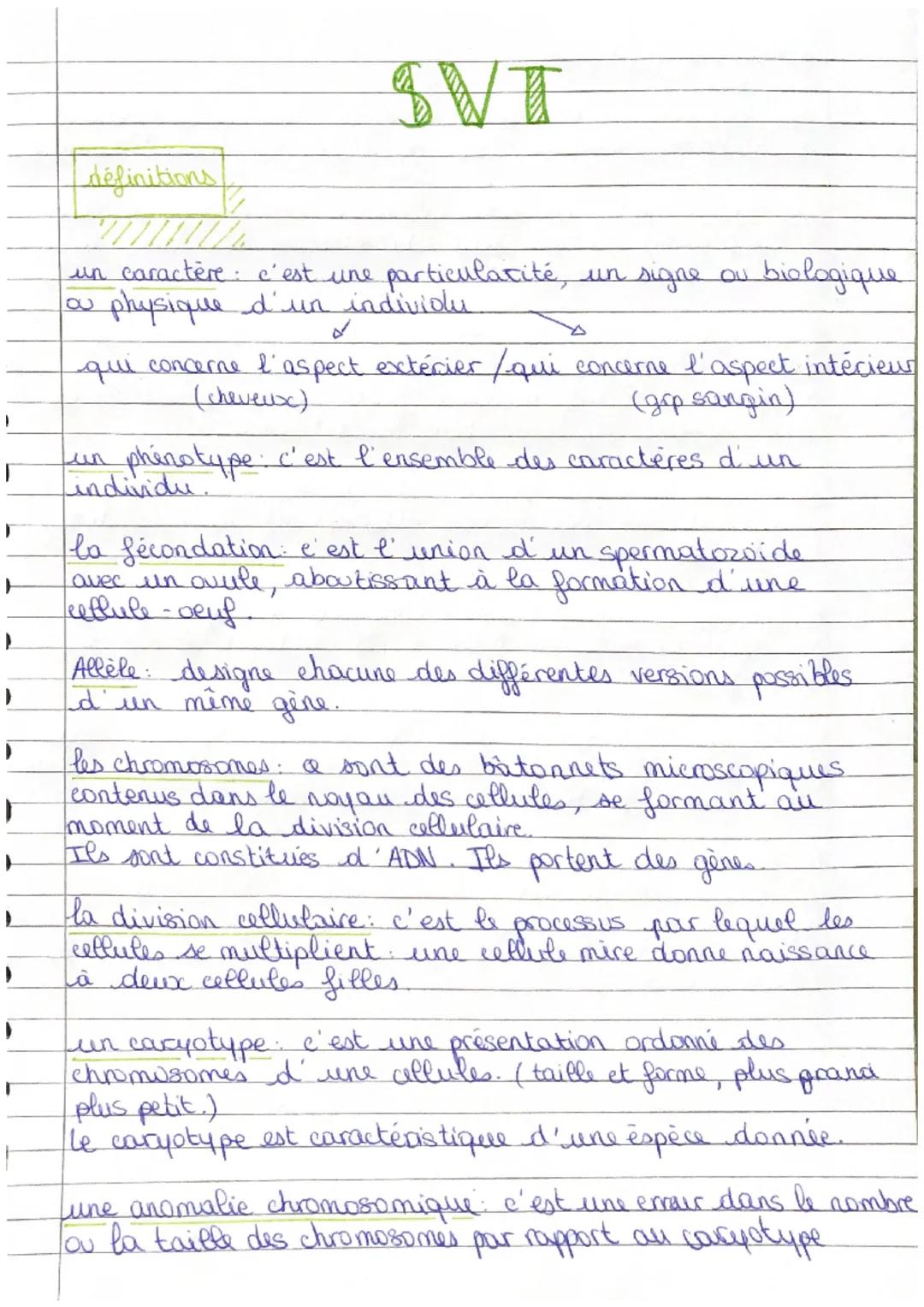 # SVT
définitions
///////
un caractère: c'est une particularité, un signe ou biologique
ou physique d'un individu
qui concerne l'aspect