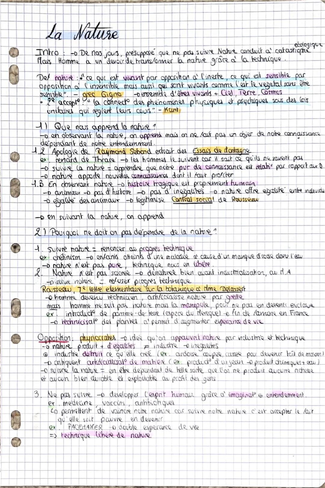 La Nature
ečdogique
Intro -o De nos jours, presupposé que ne pas suivre Nature concluit a catasticphe
Flais Homme a un devoir de trans/armer