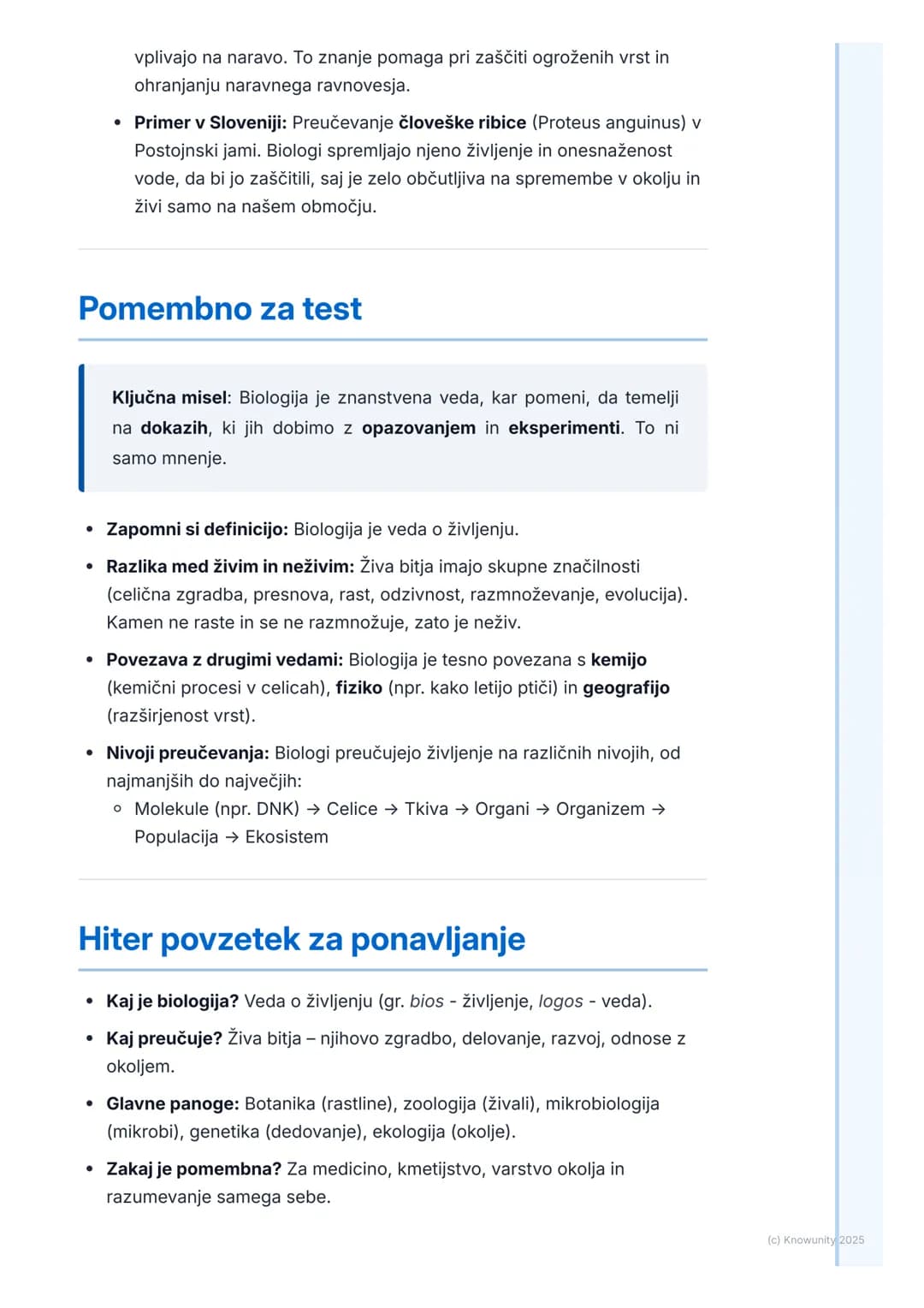 # Kaj je biologija?
Kaj je biologija?
Biologija je naravoslovna veda, ki preučuje življenje in živa bitja. Beseda
izvira iz grščine: bios