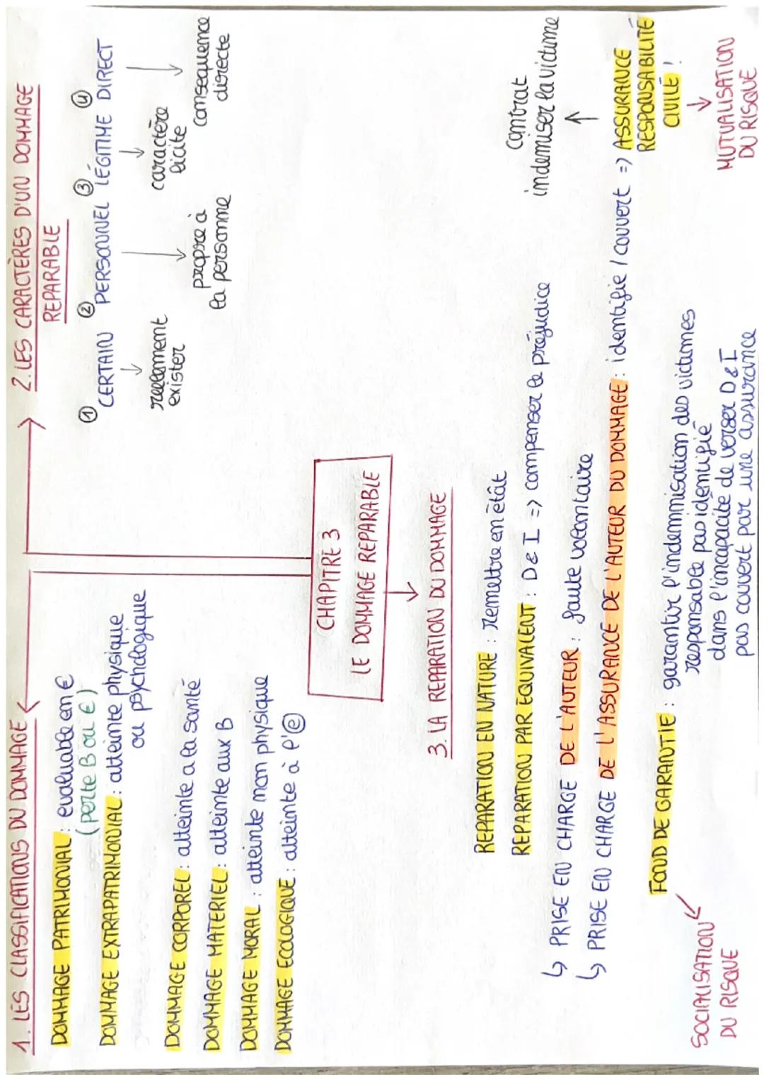 1. LES CLASSIFICATIONS DU DOMMAGE.
DOMMAGE PATRIMONIAL: evaluable em €
(perte Bou €)
DOMMAGE EXTRAPATRIMONIAL: atteinte physique
ou psycholo