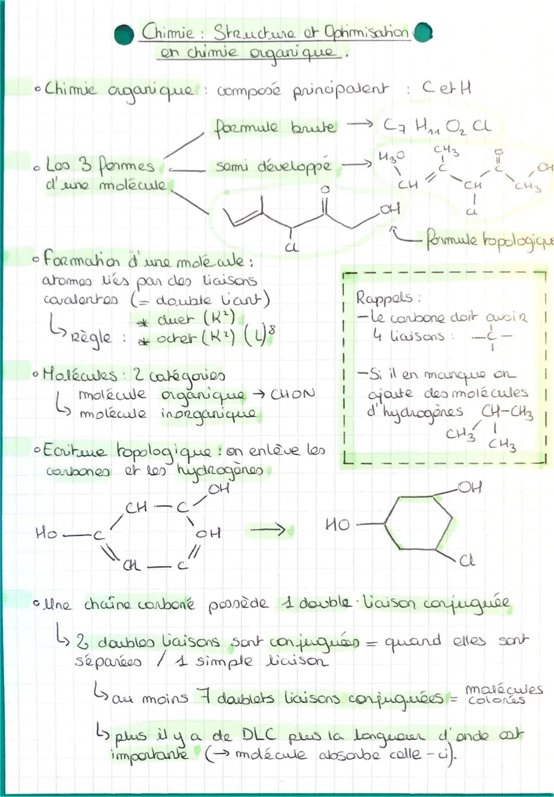 Structure et optimisation en chimie organique