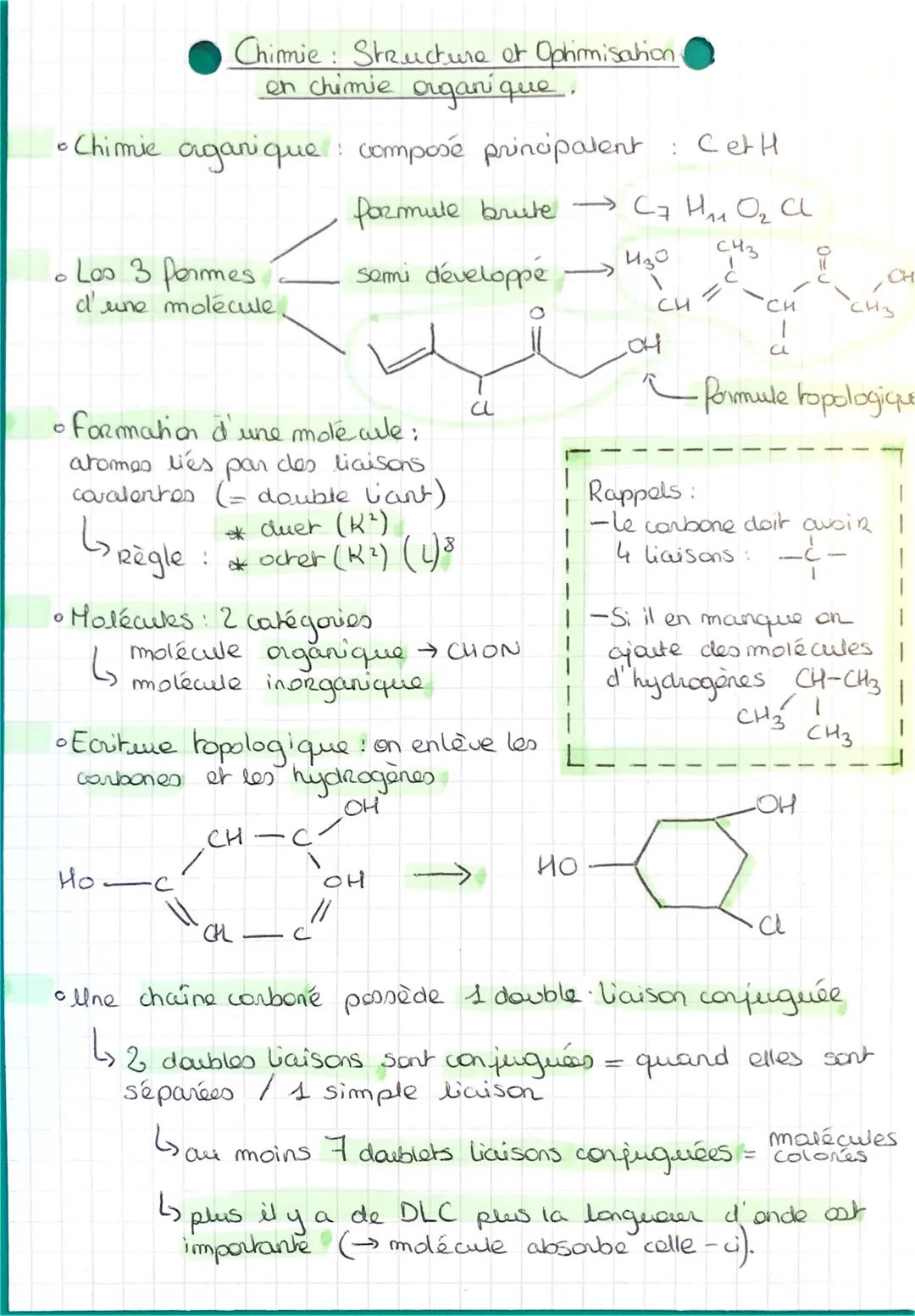 • Chimie arganique: composé principalent : Cett
formule brute → C7 H₁₁ O₂ CL
C43
430
semi développé
Chimie: Structure at Ophimmisation
on ch
