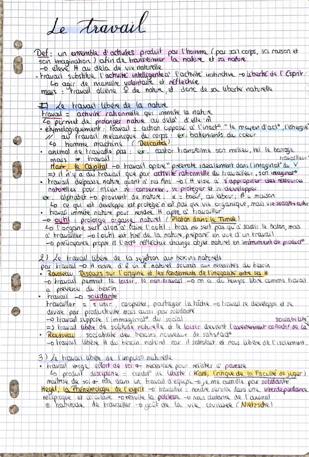 # Le travail
Def: un ensemble d'activités produit par l'homme (par son corps, sa raison et
son imagination) afin de transformer la nature e