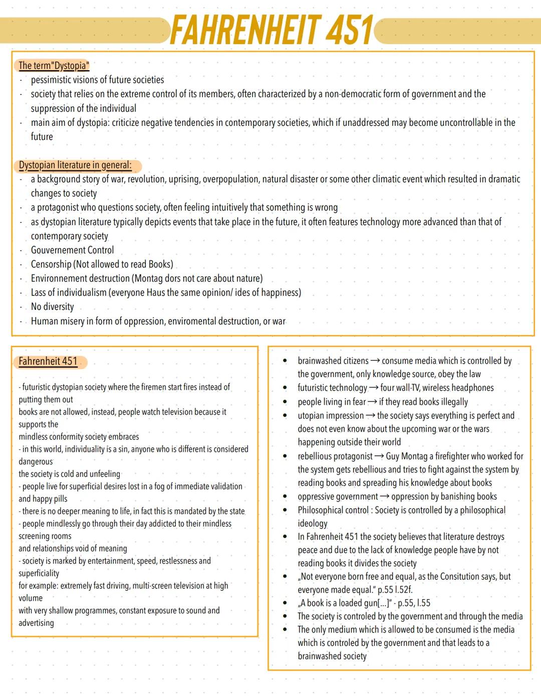 # FAHRENHEIT 451
The term"Dystopia"
- pessimistic visions of future societies
- society that relies on the extreme control of its members,