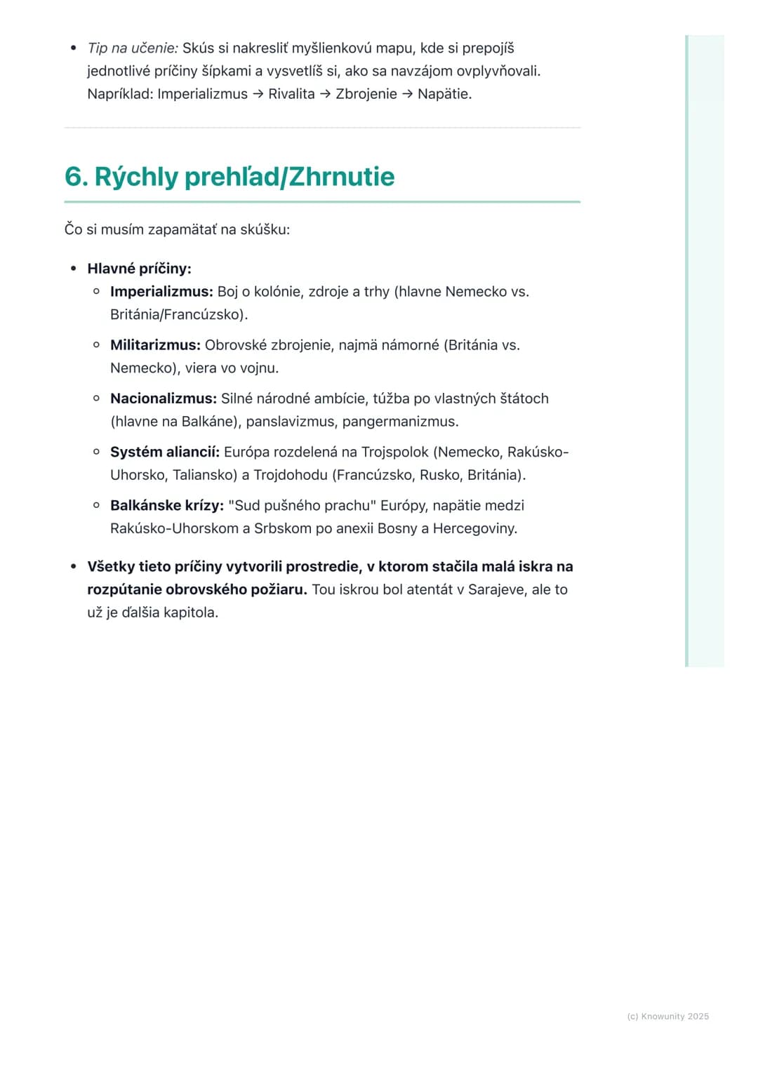 # Príčiny a predpoklady vojny
## 1. Úvod do témy
Prvá svetová vojna, ktorá začala v roku 1914, nebola náhodná udalosť. Bola to
výsledok dl