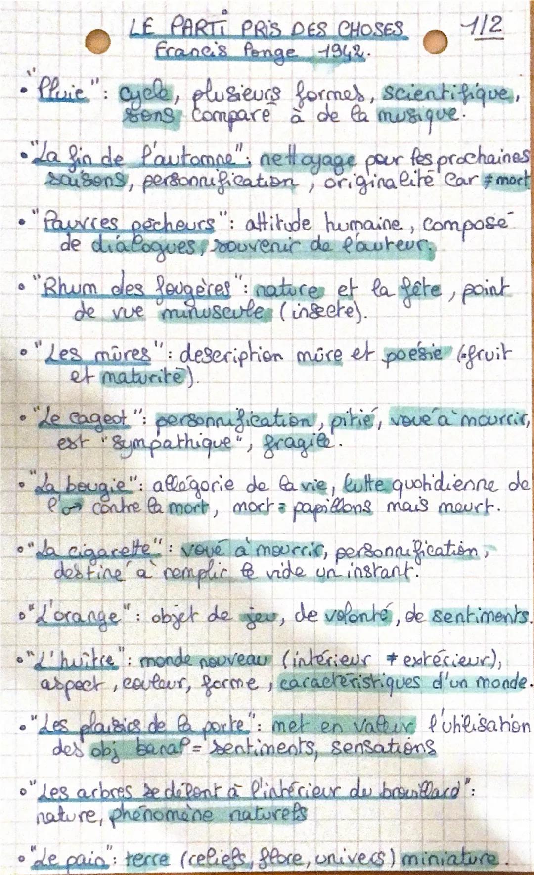 Le parti pris des choses, francis ponges, 1942