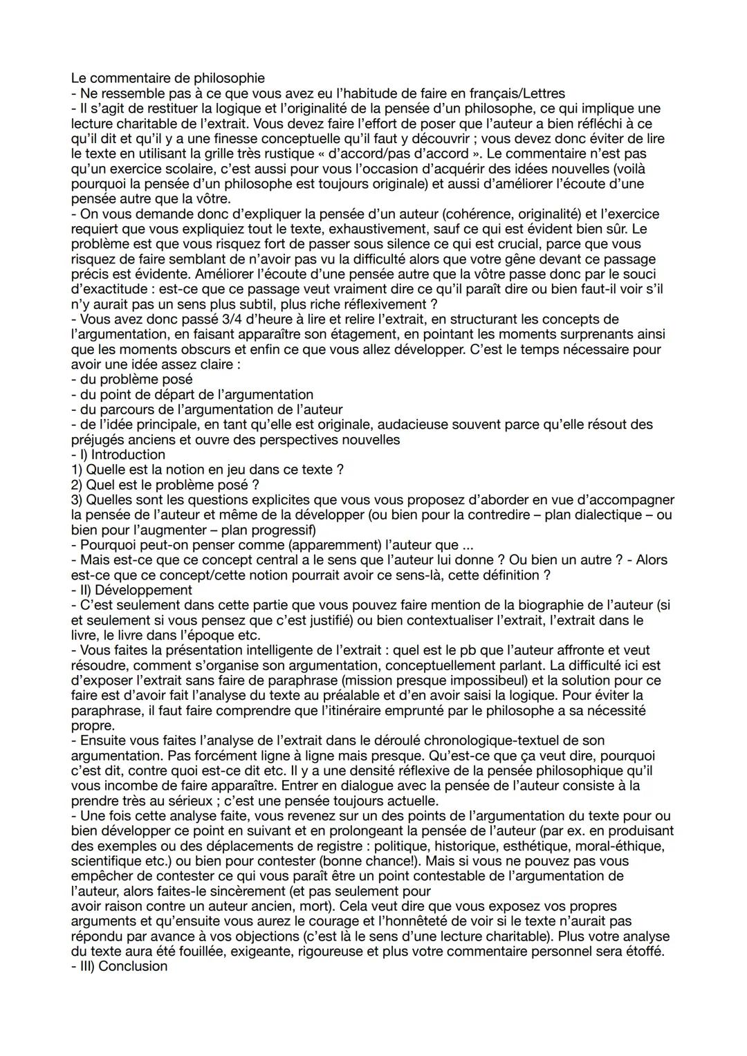 Le commentaire de philosophie
- Ne ressemble pas à ce que vous avez eu l'habitude de faire en français/Lettres
- Il s'agit de restituer la
