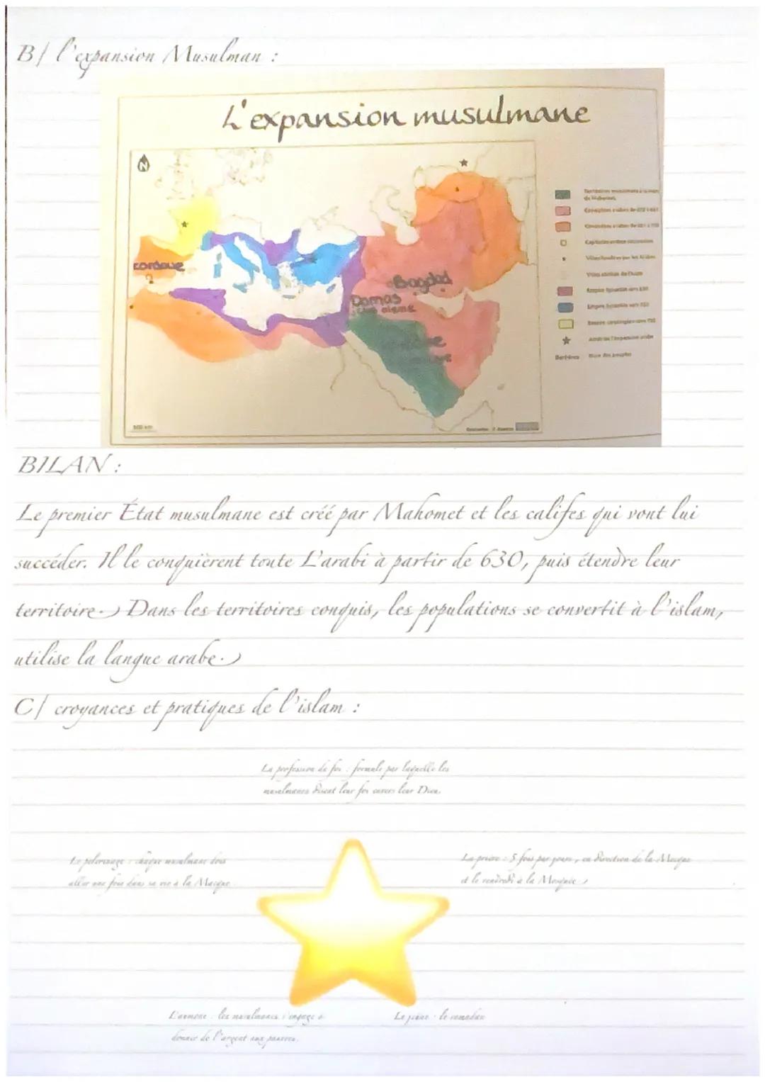 Histoire
L'Islam, pouvoir, sociétés et culture
Au cours du VII ème siècle, une nouvelle religion monothéiste naić : l'Islam .
: nom de la re