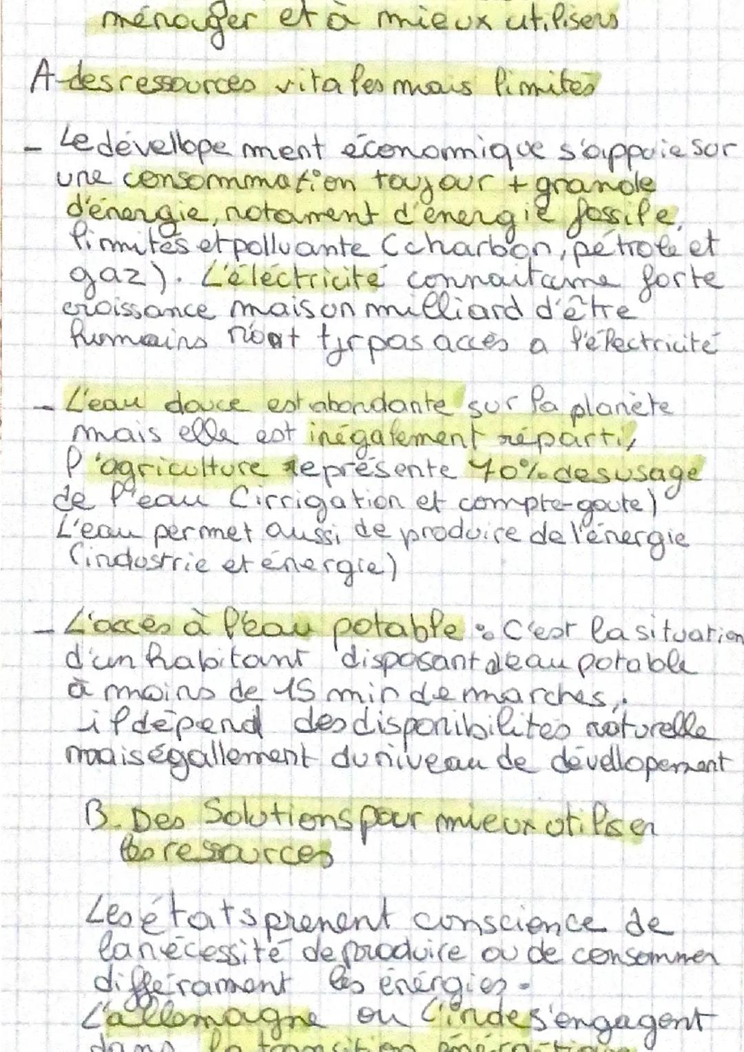 ménager et à mieux utilisers.
A-desressources vitales mais limites
+
sur
Le developement économique s'appui
une consommation toujour t grand