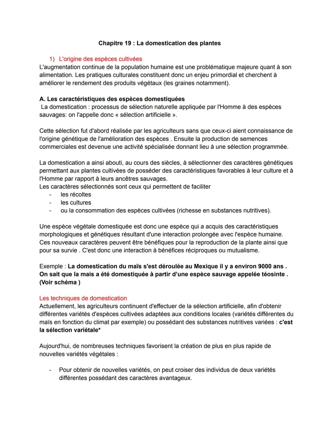 Chapitre 19: La domestication des plantes
1) L'origine des espèces cultivées
L'augmentation continue de la population humaine est une probl