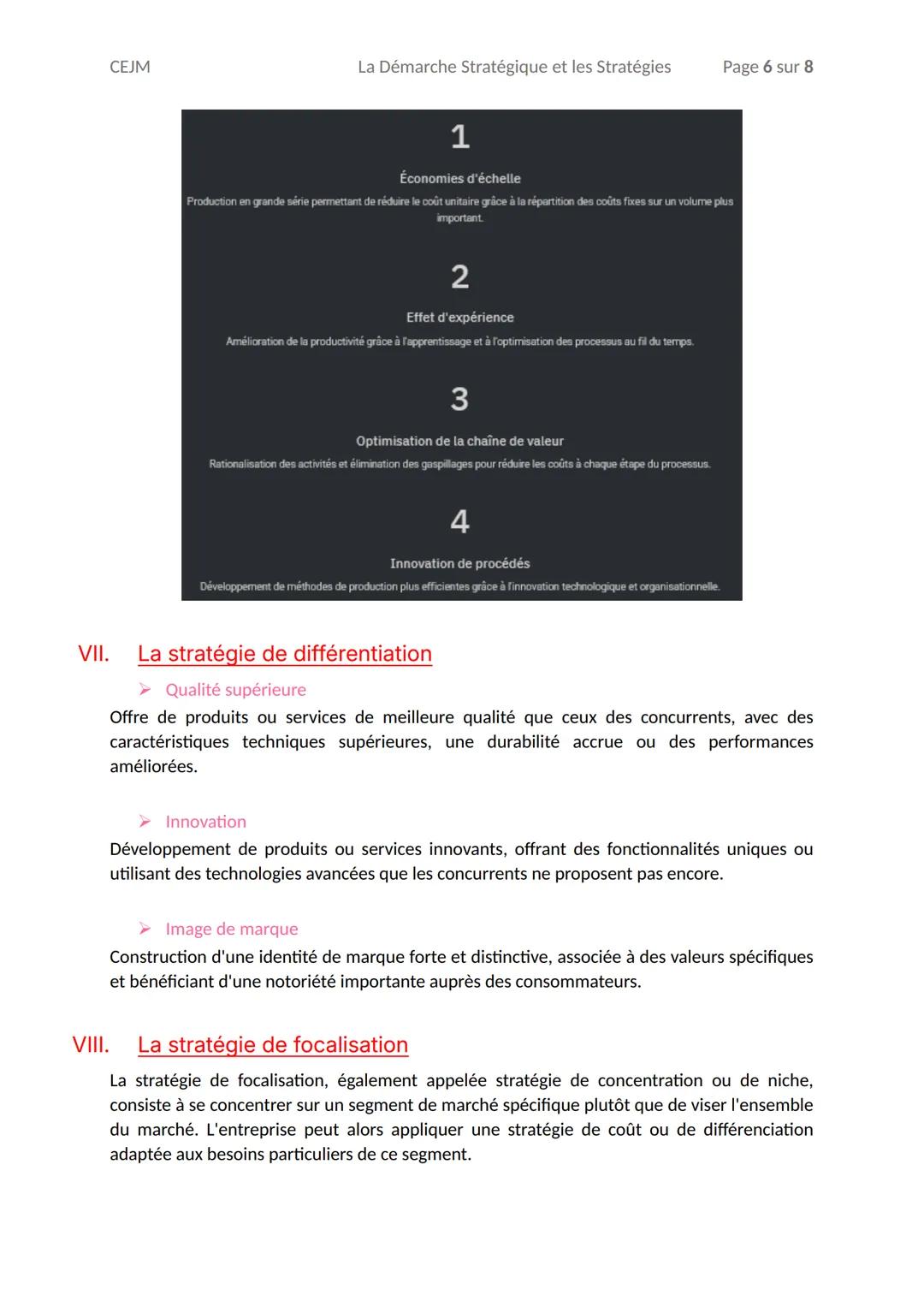 CEJM
La D
émarche Stratégique et les Stratégies
Page 1 sur 8
La D
émarche Stratégique et les Stratégies
Table des mati