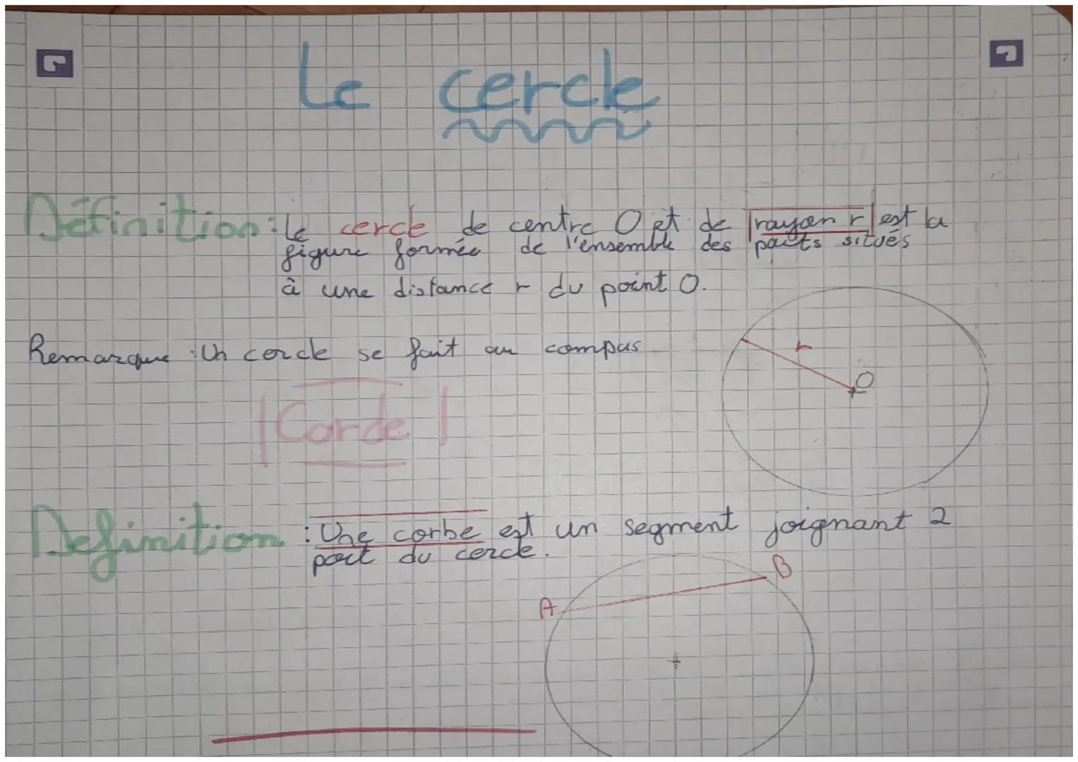 Le cercle
Definition le cerce de centre 0 et de rayon r lest ba
figure parts situés
à une distance du point 0.
r
O.
Remarque : Un conce
fait