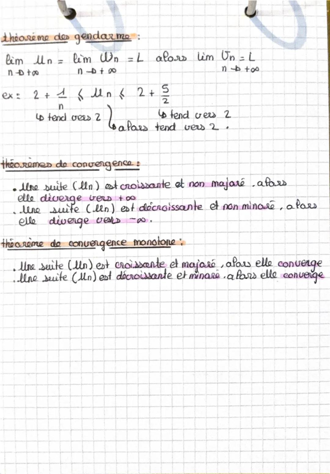 # Limites de suites, compléments
sur les suites
- suite croissante : $u_{n+1} > u_n$
- suite décroissante : $u_{n+1} < u_n$
- suite consta
