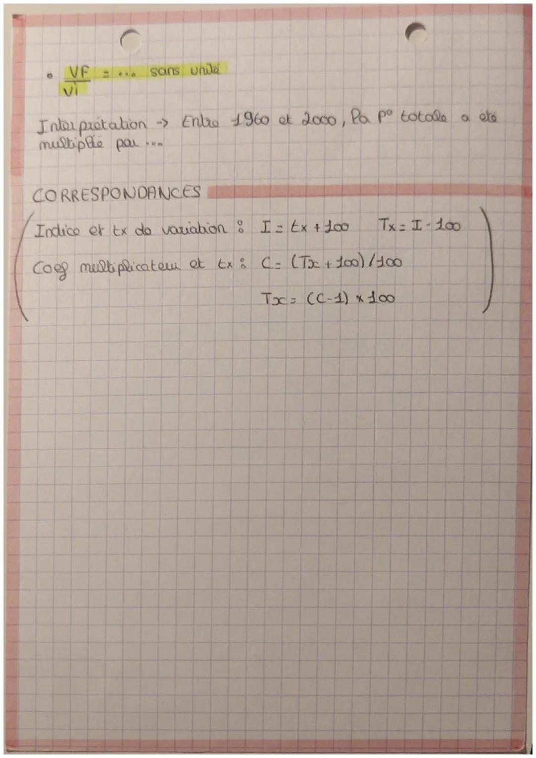 METHODOLOGIE
PROPORTIONS
O
L
(a/b) x 100 = ...%
Interprétation -> Su 100 € produits,
SES
O
LES SAVOIRS-FAIRE
TAUX D'EVOLUTION
VF-Vi x 100 =