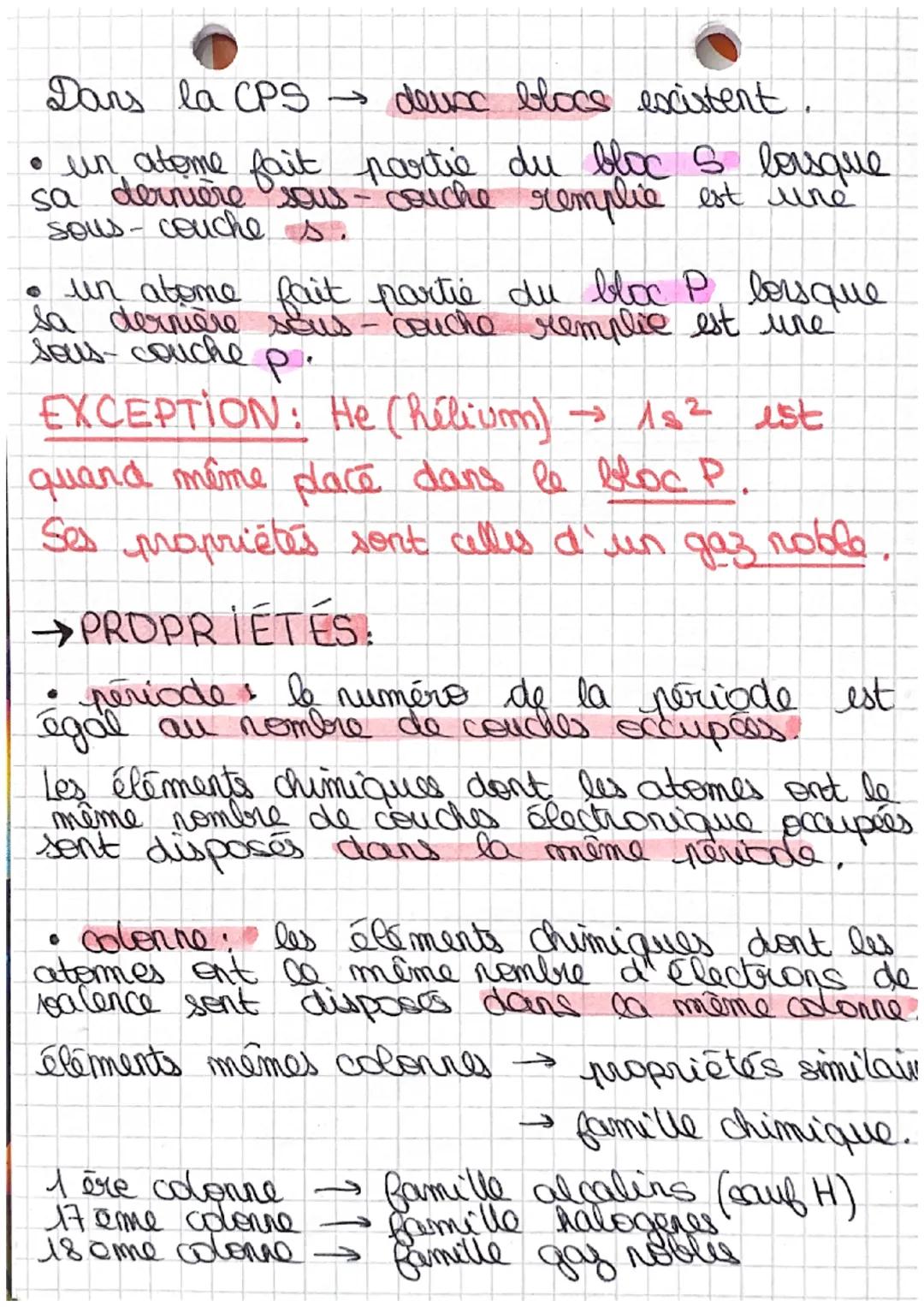 # Cvers dis entités stables
@configuration électronique atome
→ numéro de la couche (1,3... 7)
→nom sous-couche (s ou p)
→nombre d'e (en