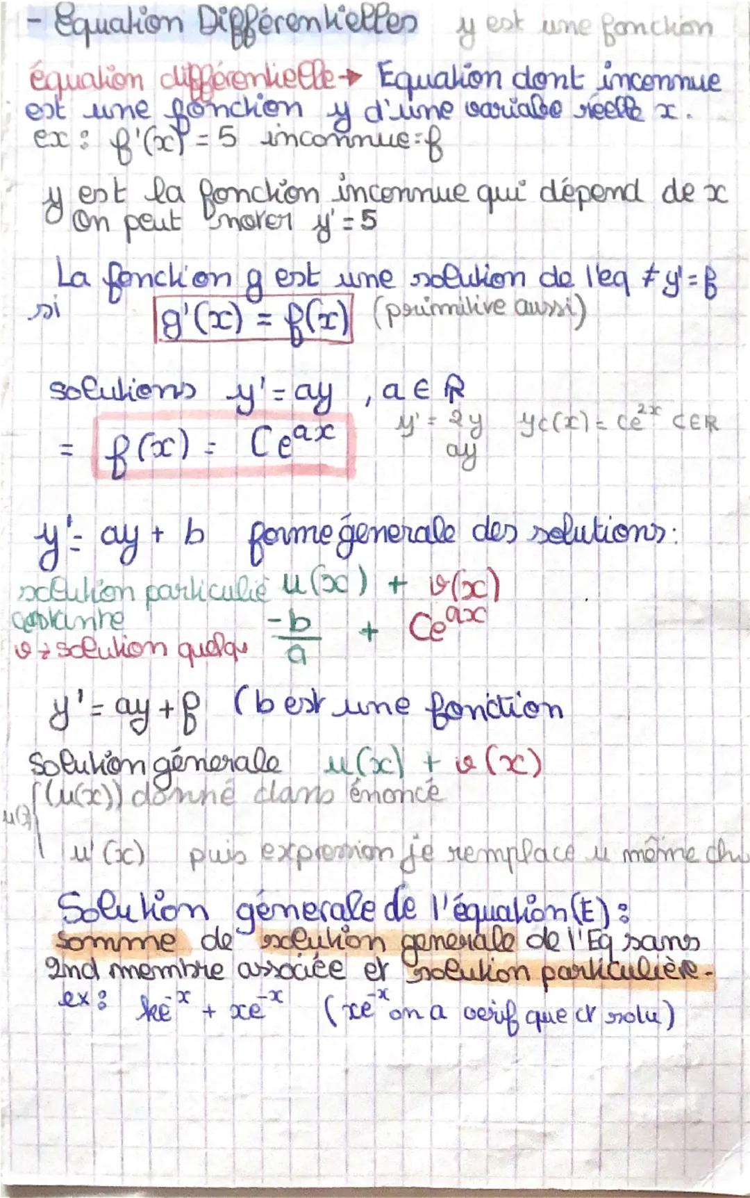 - primitives
* Fonction F est une primitive d'une fonction f
sur I si F(x) est derivable sur I et VieI F'(x) = f(x)
F'(x) = f(x) Fest une pr