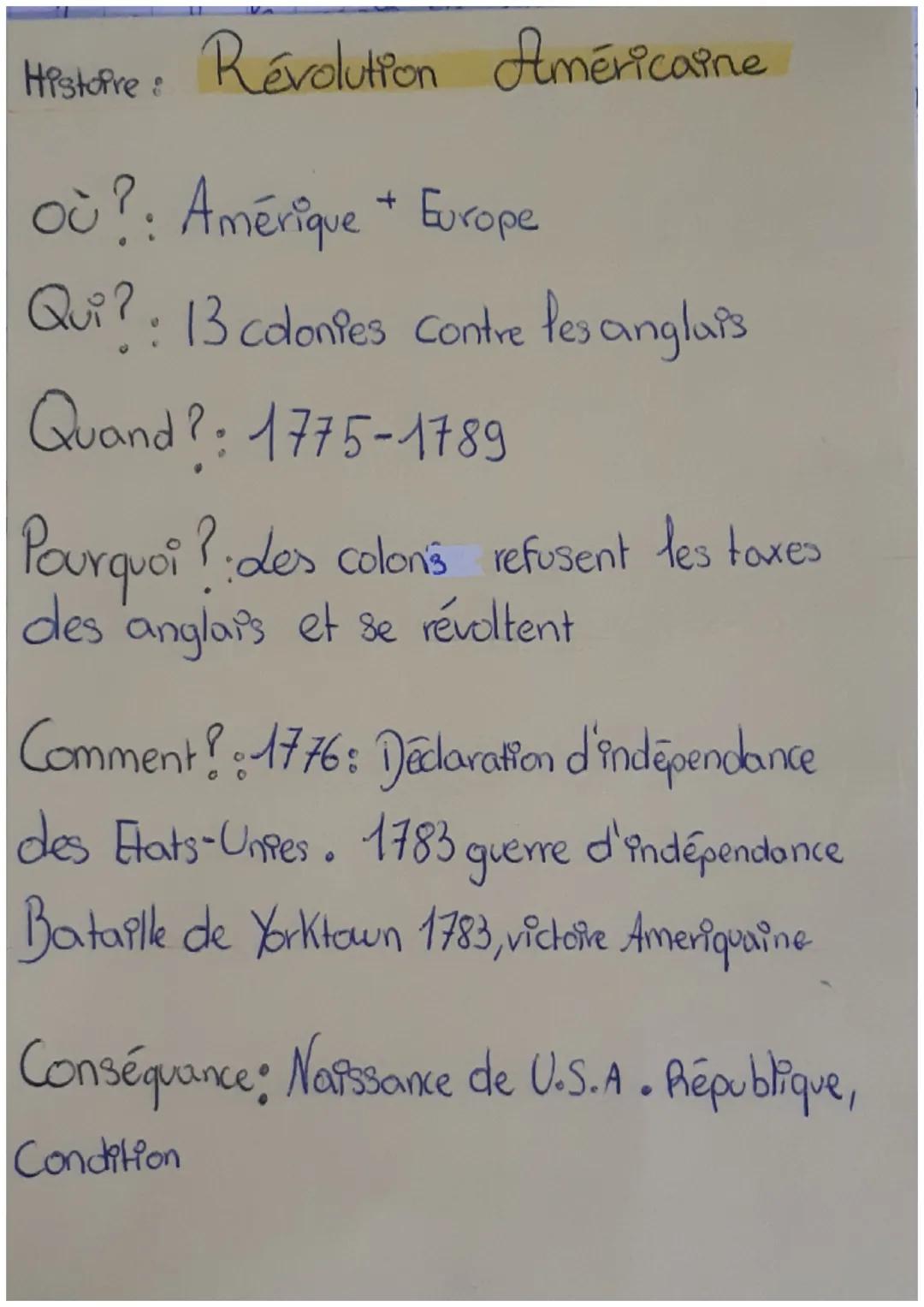 Histofine: Révolution Américaine
où ?: Amérique + Europe
Qui?. 13 colonies contre les anglais
Quand ?: 1775-1789
Pourquoi ? : des colon's re