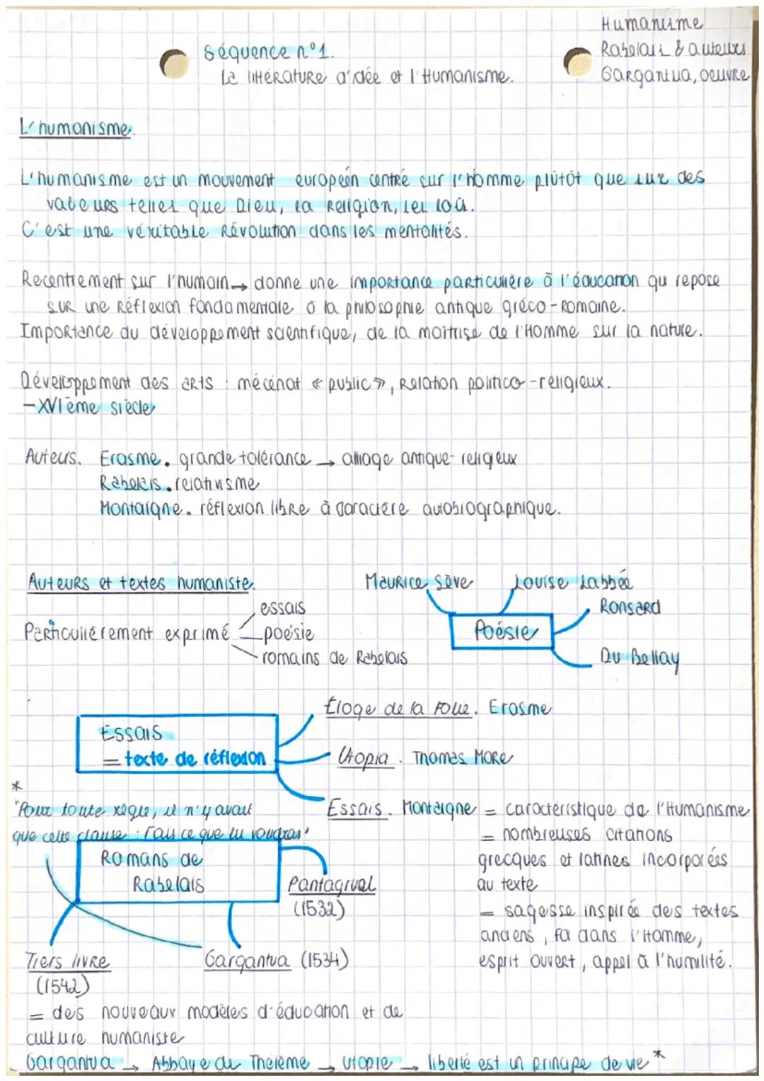Séquence n°1.
La litterature a dée et l'Humanisme.
L'humanisme
L'humanisme est un mouvement européen centre sur l'homme plutôt que Lux des
v