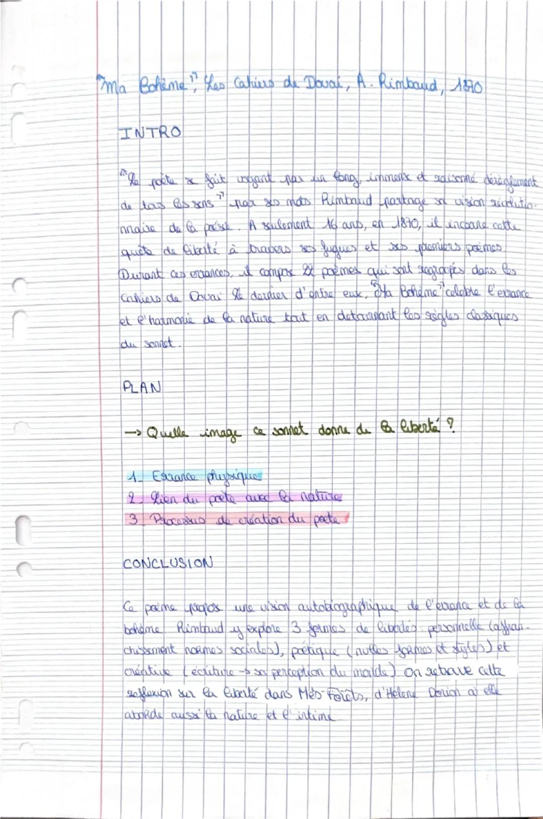 --- OCR Start ---
J
Ma Bohème, Les Cahiers de Doval, A. Rimbaud, 1870
INTRO
le poéte & fuit cogant par un fong immerix et raisonné dérégleme