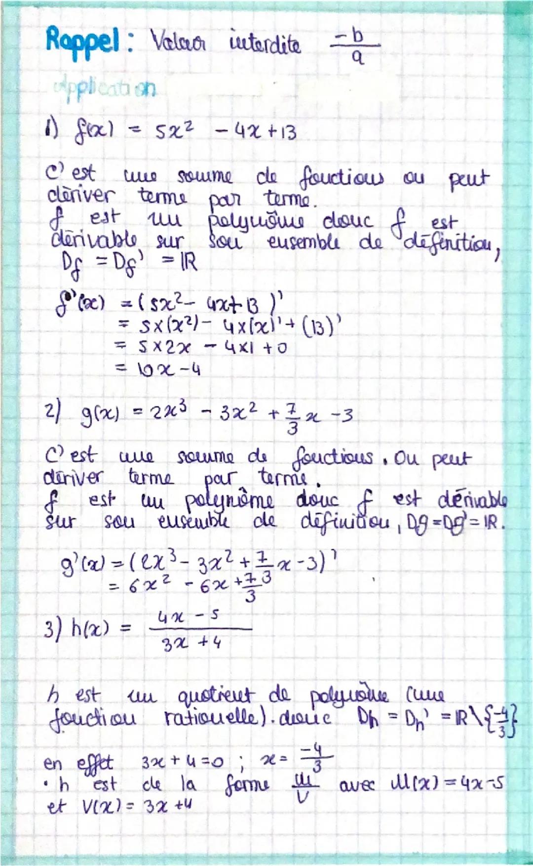 chap 3
# Dérivation
T(h) = $\frac{f(a+h) -f(a)}{h}$
> Taux d'accroissement de f en a,
Il dépend de h
Ou appelle Ta la taugente à Cf en A