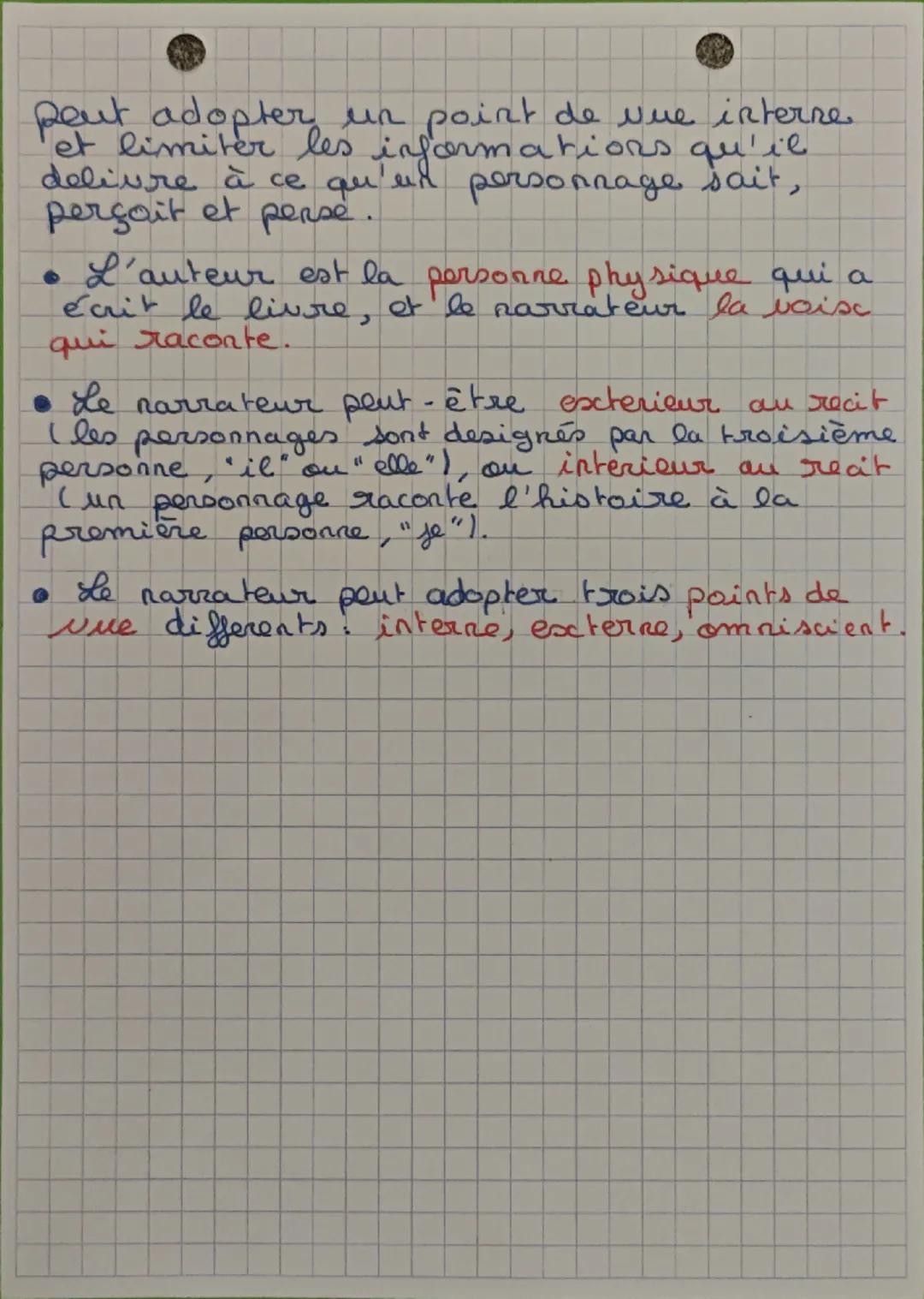 # Frangais
Auteur, narrateur et points de vue
1. Auteur et narrateur
* L'auteur est une personne réelle dont on peut
dresser une biogra