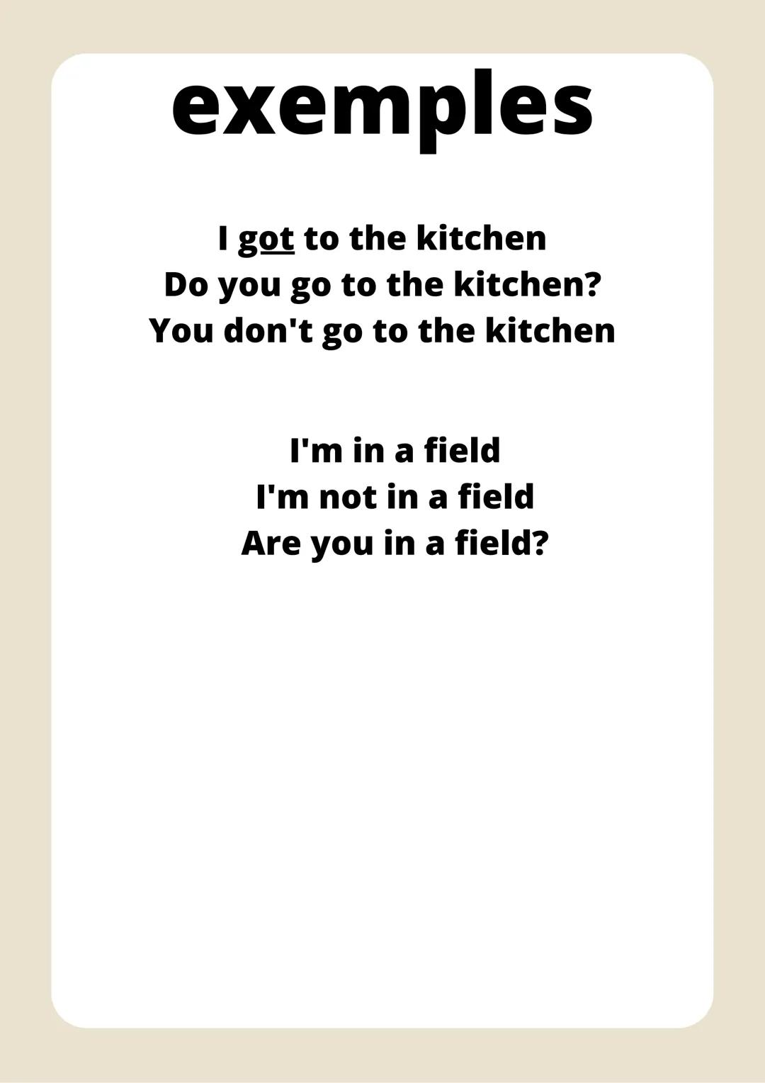 Present
Formation
infinitif (sans to) +
terminaison
To be
i am
You are
He/she/it is
we are
you are
they are
Pour conjuguer
au présent il
suf
