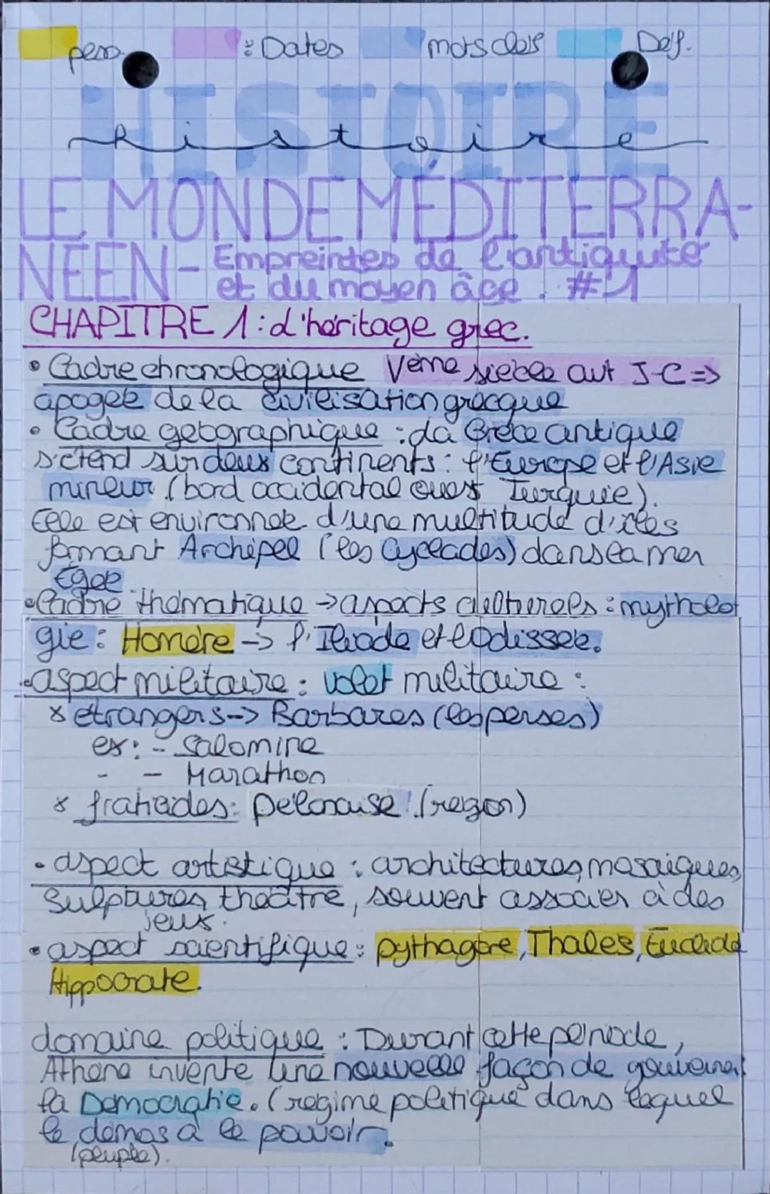 peso
Dates
mors des
Def
R
st
e
# LE MONDE MEDITERRA-
## NEEN-E Empreintes de l'antiqute
et die moyen âge. #1
### CHAPITRE 1: d'héritage grec