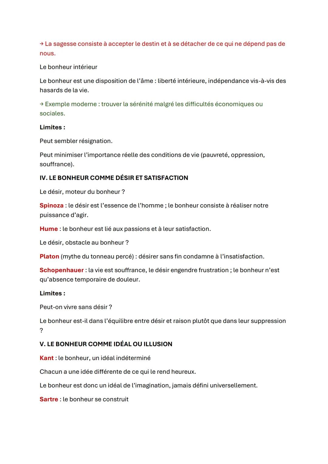 COURS DE PHILOSOPHIE - LE BONHEUR
I. INTRODUCTION: QU'EST-CE QUE LE BONHEUR ?
Définition:
Le bonheur peut être défini comme un état durab