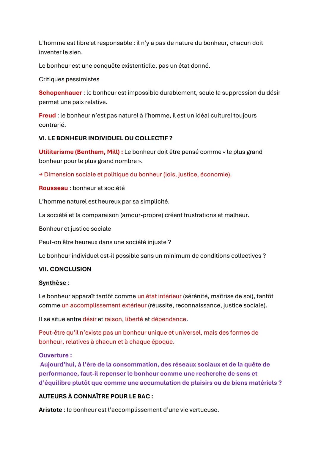 COURS DE PHILOSOPHIE - LE BONHEUR
I. INTRODUCTION: QU'EST-CE QUE LE BONHEUR ?
Définition:
Le bonheur peut être défini comme un état durab