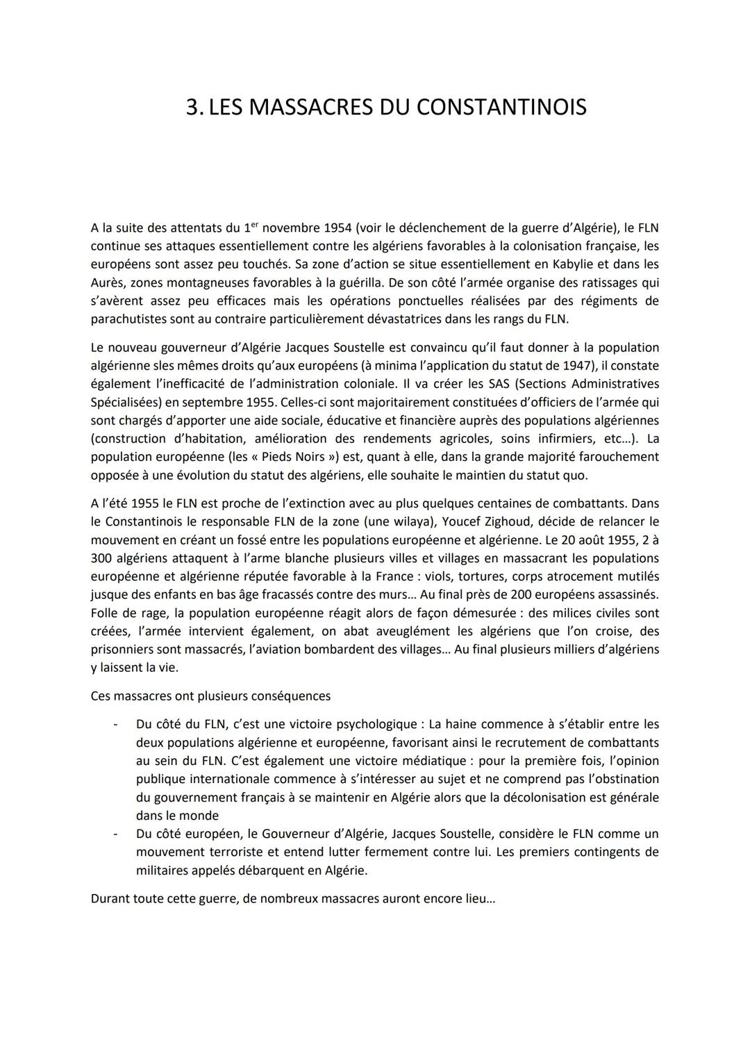 LA GUERRE D'ALGERIE
1ère partie
De la Toussaint Rouge (novembre 1954) au Putsch d'Alger (mai 1958)
1. Les causes de la guerre d'Algérie
2. L