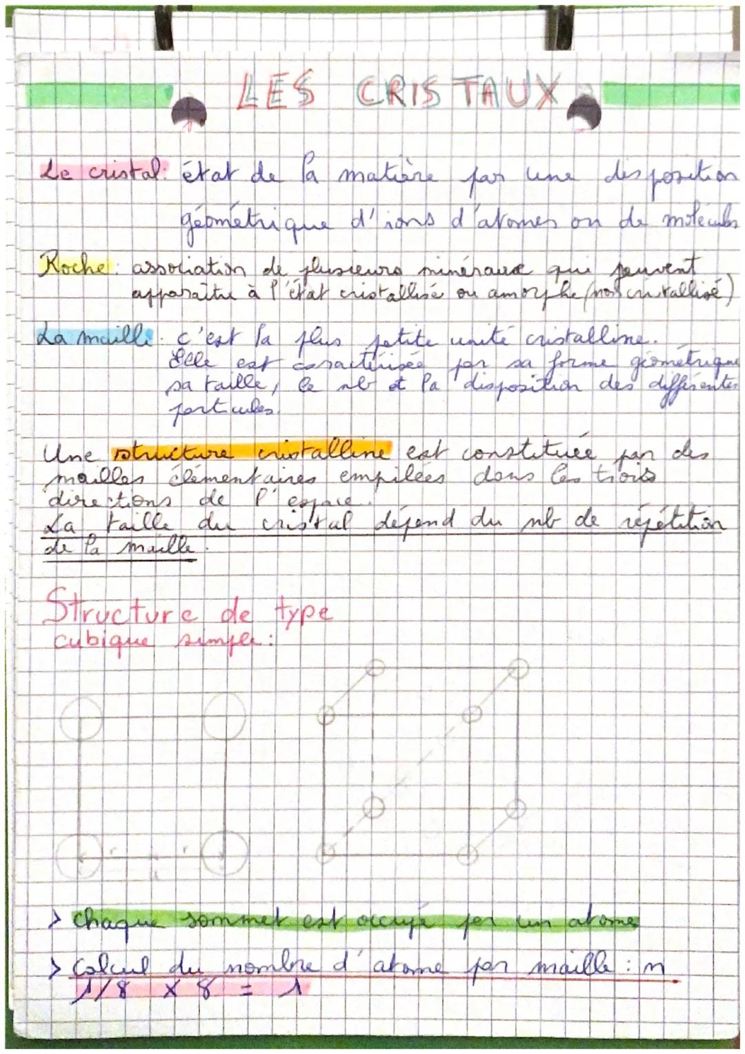# LES CRISTAUX,
Le cristal état de la matière par une des position
géométrique d'ions d'atomes on de molecules
Roche association de plusie