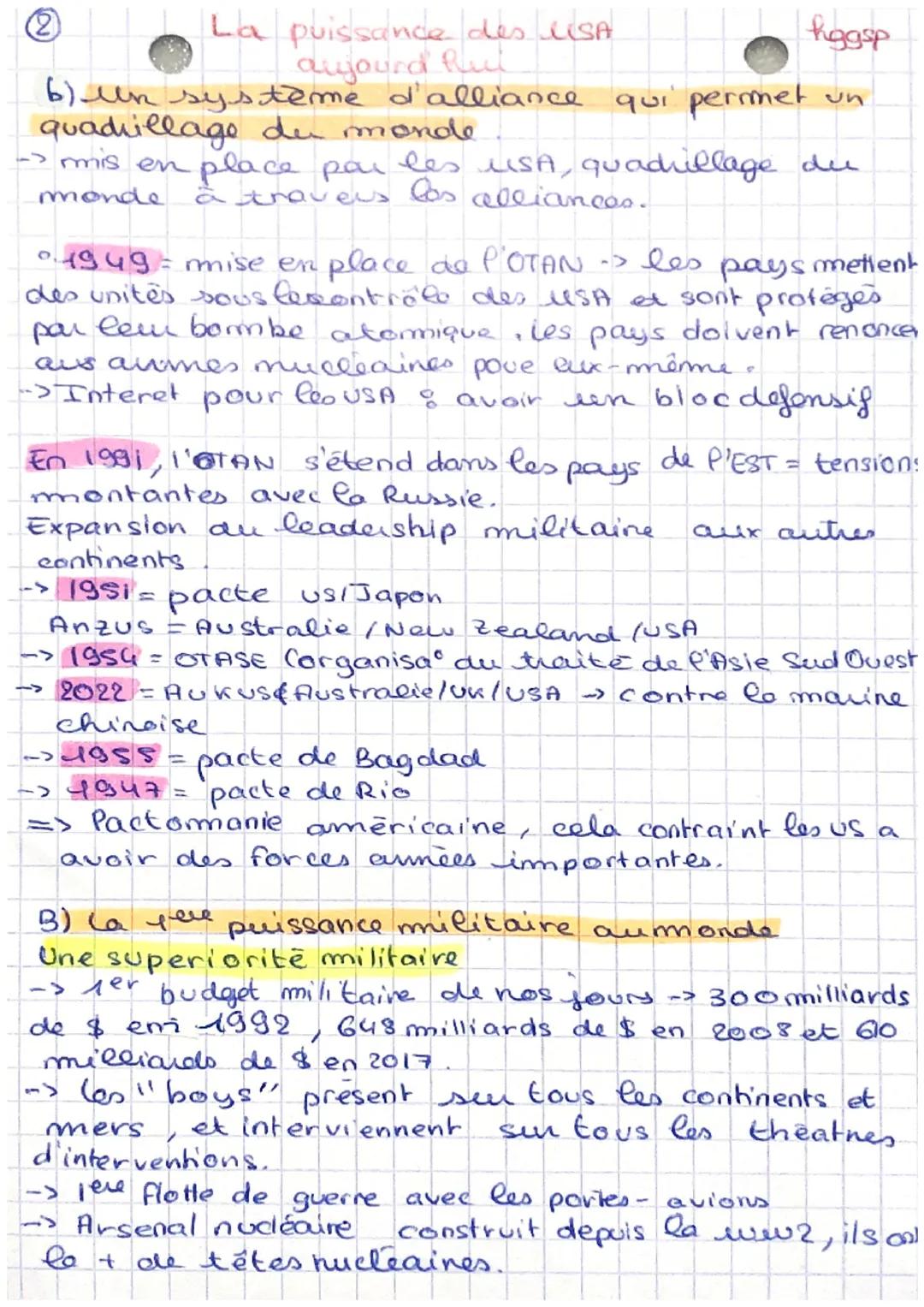 # La puissance des USA
aujond Pui
hggsp
- Les USA: pays fondes par des immigrants, une
«tene promise» pour des millions de personr
Le « rêv