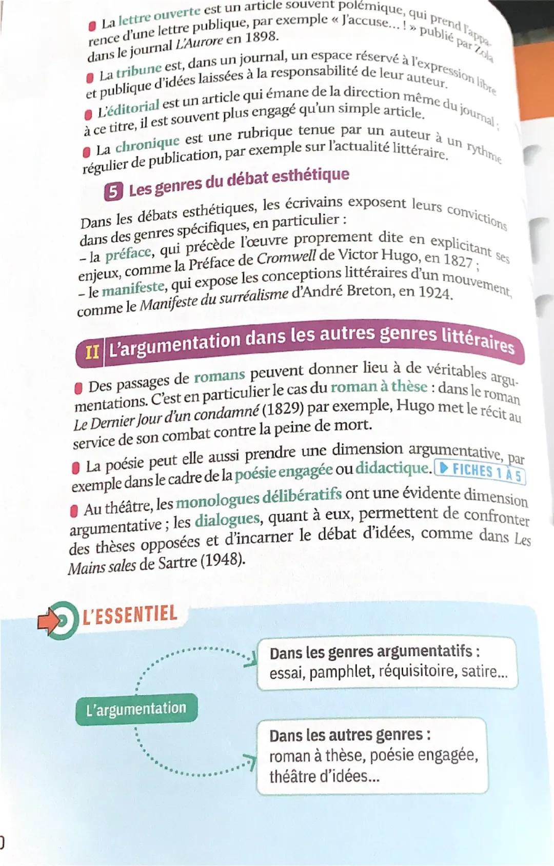 Les genres de la littérature
d'idées
6
OK
La littérature d'idées peut prendre des formes très différentes :
elle se développe dans des genre