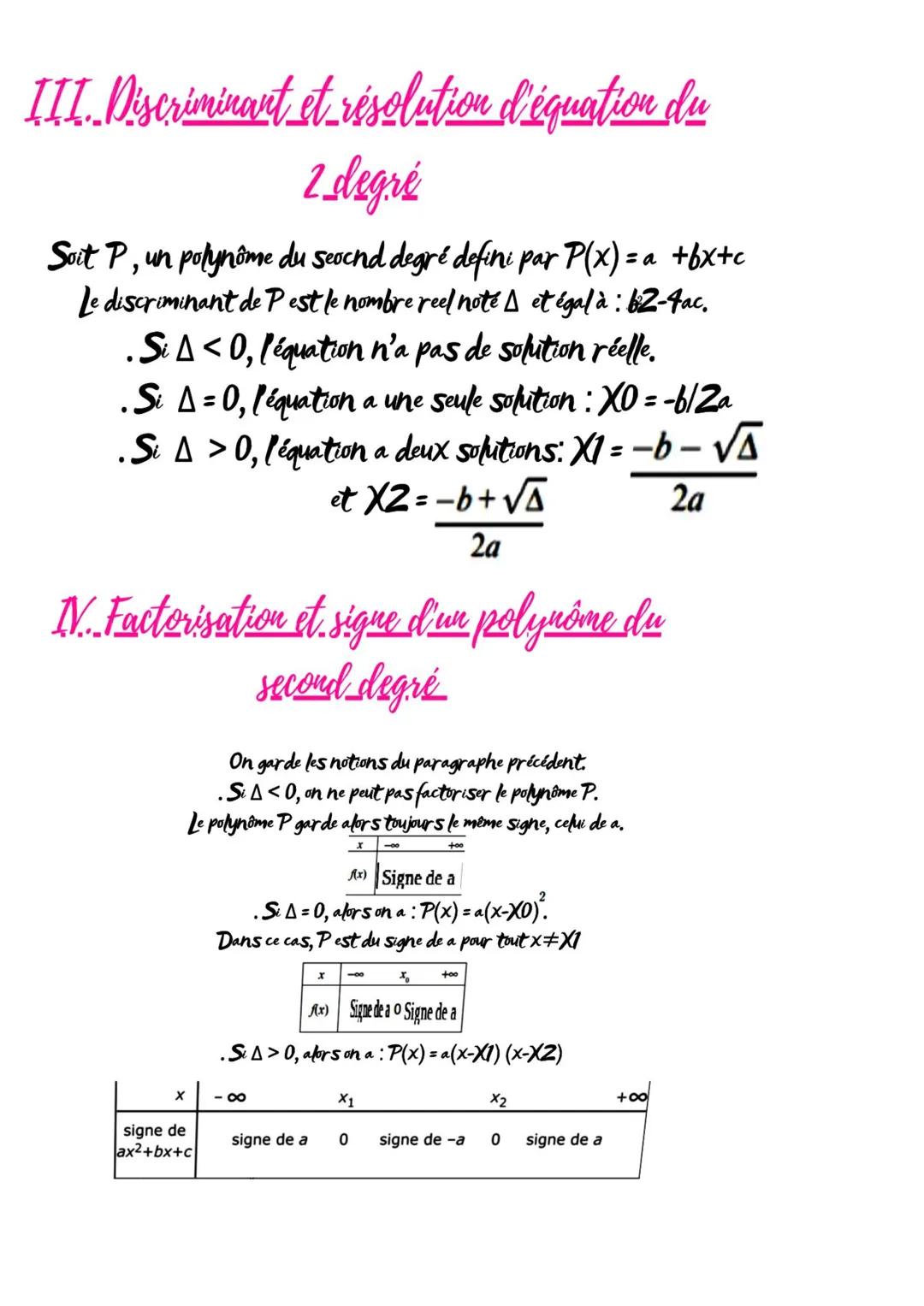 Chapitre 1: "Les polynômes du second degré"
1ère, spé maths
@helpfulgirl
Les polynômes du 2 degré
I. Définition
Une fonction trinôme du seco