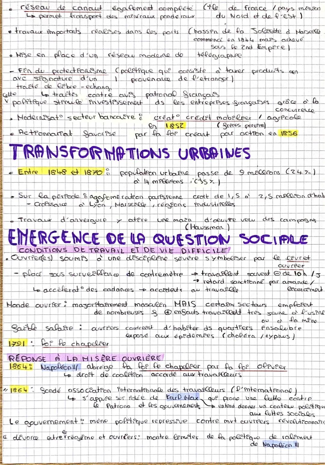 Theme 2-Chapitre 2
* Pendant fe 2n Empire - société française connait d'importante mutation
.LA MODERNISATION ECONOMIQUE
1848-1873: Eur