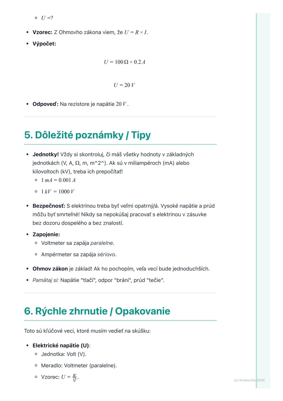 # Elektrické napätie a odpor
1. Prehľad a úvod
Ahoj! Dnes si zopakujeme veľmi dôležité veci z fyziky elektrické napätie a
odpor. Sú to zák
