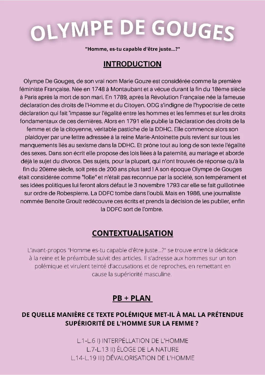 OLYMPE DE GOUGES / BAC FR